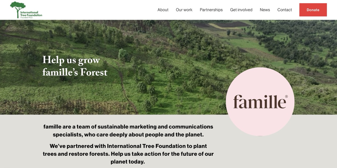 Screenshot of the famille’s Forest website page