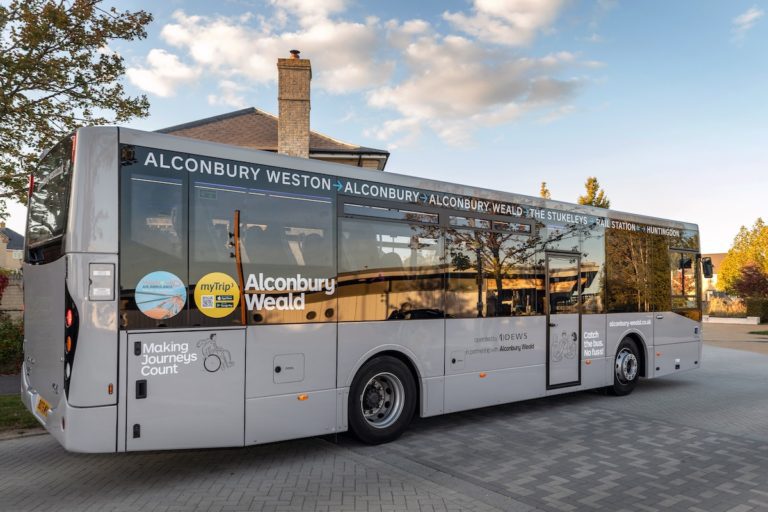 New Alconbury Weald bus with the away branding