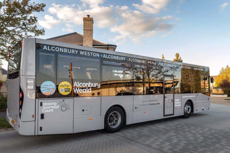New Alconbury Weald bus with the away branding